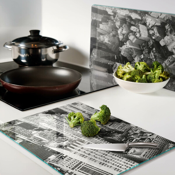 Tagliere in vetro con stampa della vista aerea della città