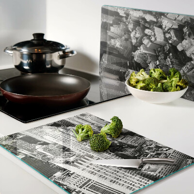 Tagliere in vetro con stampa della vista aerea della città