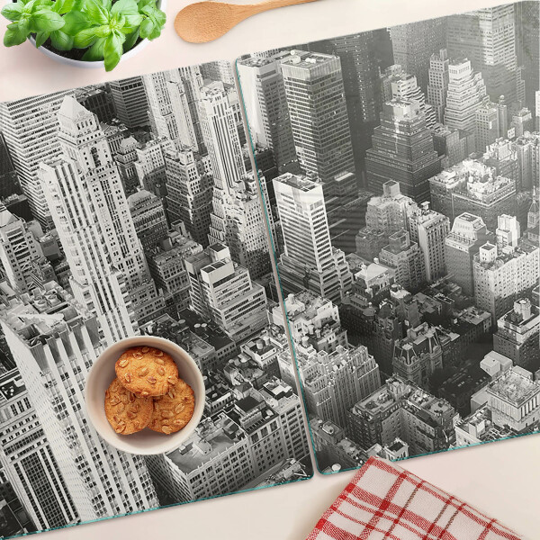 Tagliere in vetro con stampa della vista aerea della città