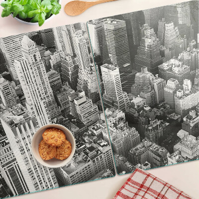 Tagliere in vetro con stampa della vista aerea della città