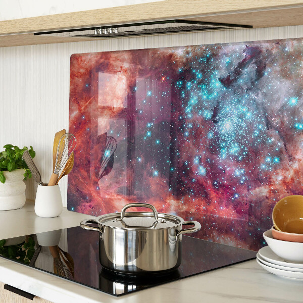 Tagliere in vetro temperato con motivo paesaggio cosmico con stelle