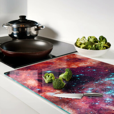 Tagliere in vetro temperato con motivo paesaggio cosmico con stelle