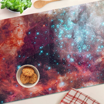 Tagliere in vetro temperato con motivo paesaggio cosmico con stelle