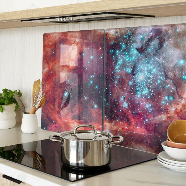 Tagliere in vetro temperato con motivo paesaggio cosmico con stelle