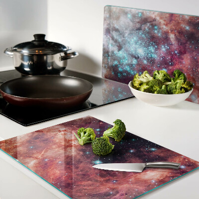 Tagliere in vetro temperato con motivo paesaggio cosmico con stelle