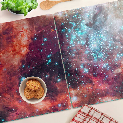 Tagliere in vetro temperato con motivo paesaggio cosmico con stelle