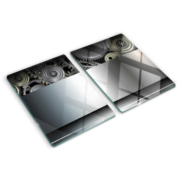 Tagliere in vetro Ingranaggi meccanici e superfici metalliche