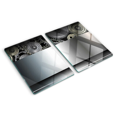 Tagliere in vetro Ingranaggi meccanici e superfici metalliche