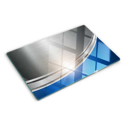 Tagliere in vetro temperato con finitura effetto metallico con accenti blu