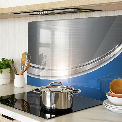 Tagliere in vetro temperato con finitura effetto metallico con accenti blu