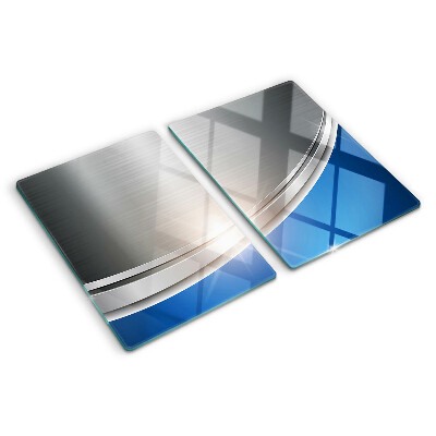 Tagliere in vetro temperato con finitura effetto metallico con accenti blu