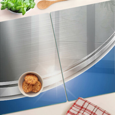 Tagliere in vetro temperato con finitura effetto metallico con accenti blu