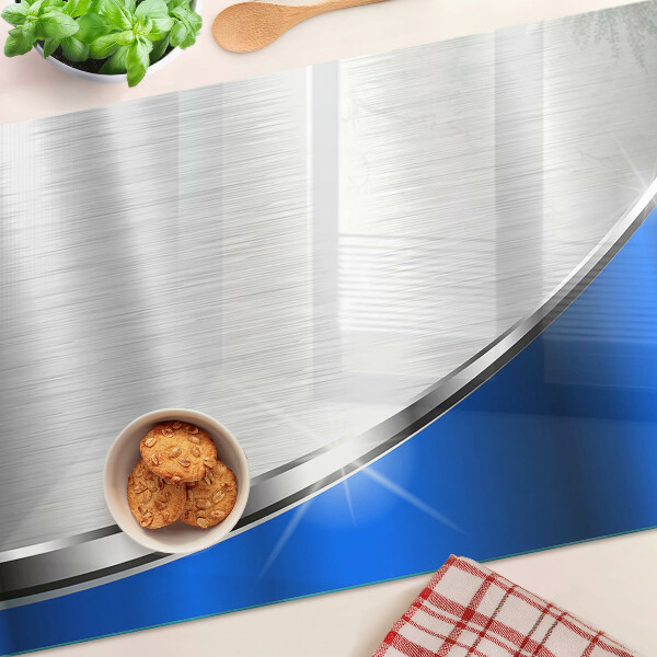 Tagliere in vetro temperato con motivo metallico e accenti blu