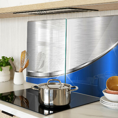 Tagliere in vetro temperato con motivo metallico e accenti blu