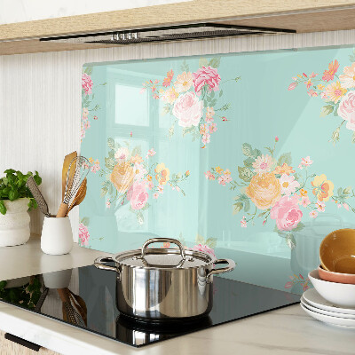 Tagliere in vetro temperato con motivo floreale nei toni pastello