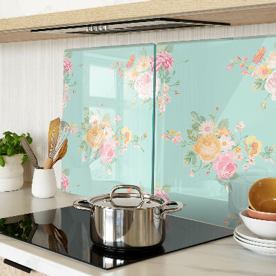 Tagliere in vetro temperato con motivo floreale nei toni pastello