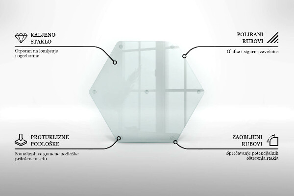 Tagliere in vetro Tagliere in vetro trasparente a forma esagonale