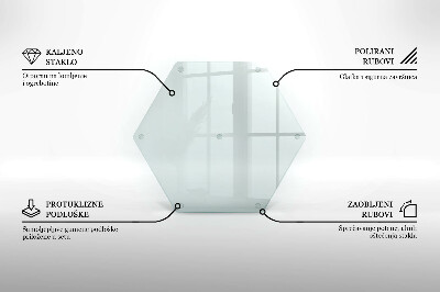 Tagliere in vetro Tagliere in vetro trasparente a forma esagonale