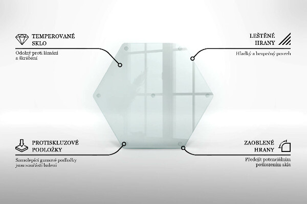 Tagliere in vetro Tagliere in vetro trasparente a forma esagonale