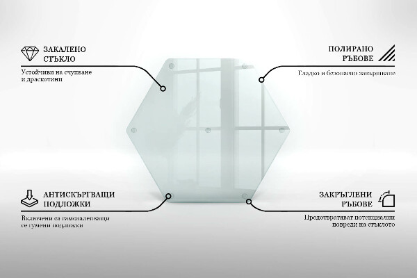 Tagliere in vetro Tagliere in vetro trasparente a forma esagonale