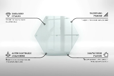 Tagliere in vetro Tagliere in vetro trasparente a forma esagonale