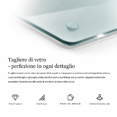 Tagliere in vetro temperato Tagliere in vetro temperato trasparente in forma rettangolare