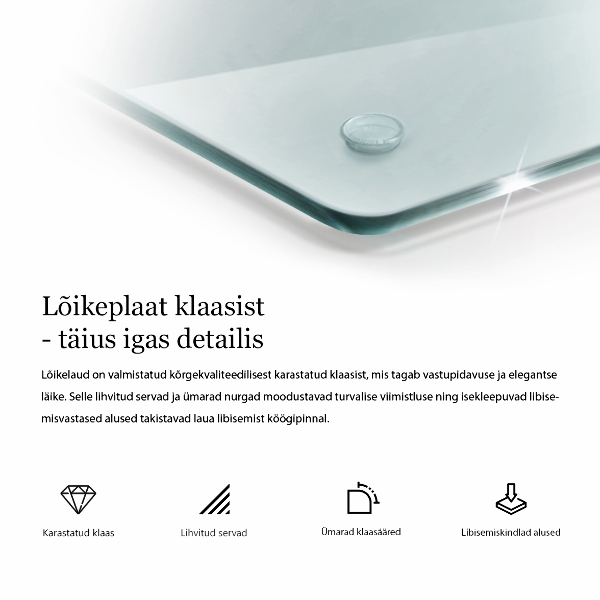 Tagliere in vetro temperato Tagliere in vetro temperato trasparente in forma rettangolare