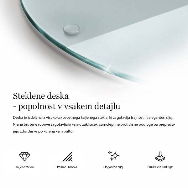 Tagliere in vetro Tagliere in vetro trasparente di forma rotonda