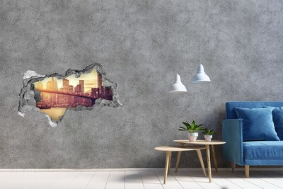 Decorazione da parete buco nel muro Ponte di Brooklyn al tramonto