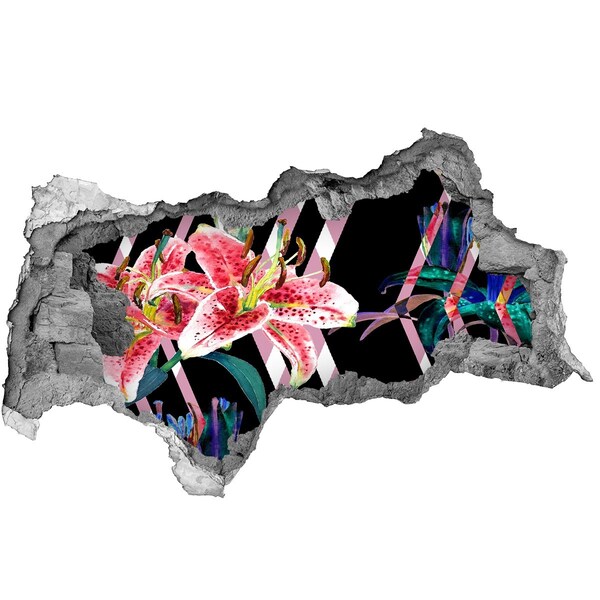 Adesivo con vista dietro il muro Fiore nel buco nel muro