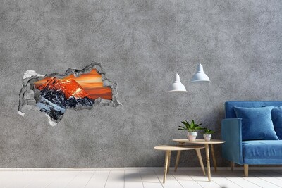 Decorazione da parete buco nel muro Montagne al tramonto