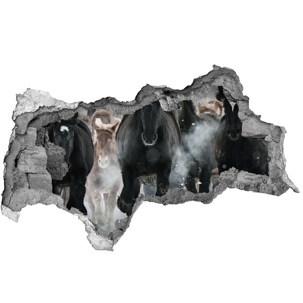 Decorazione da parete buco nel muro Cavalli che galoppano attraverso il muro