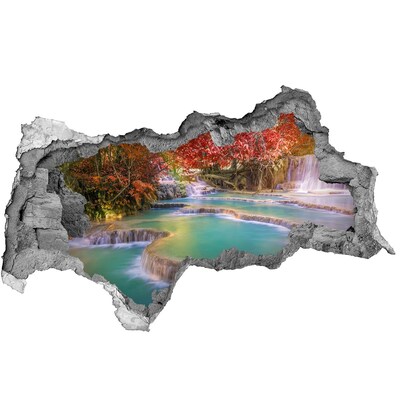 Adesivo con vista dietro il muro Cascata tropicale dai colori autunnali