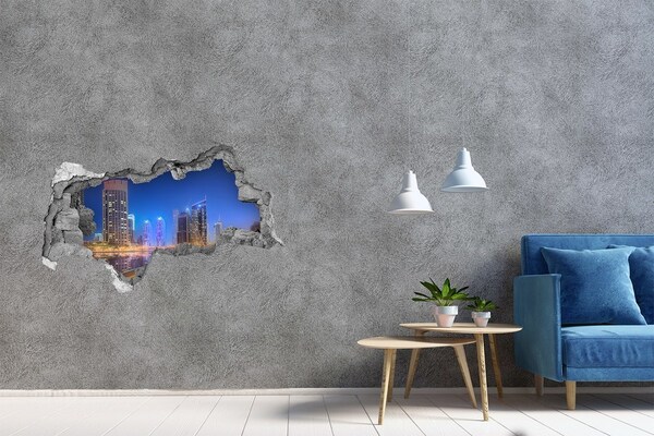 Decorazione da parete buco nel muro Città moderna di notte