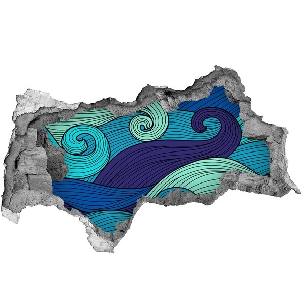 Adesivo con vista dietro il muro Onde nell'oceano
