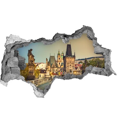 Decorazione da parete buco nel muro Praga alla luce del tramonto