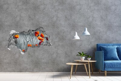 Adesivo con vista dietro il muro Fiori in cemento