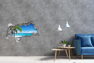 Sticker effetto rottura muro Spiaggia tropicale con palme