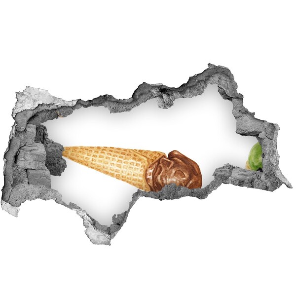 Adesivo con vista dietro il muro Ghiaccio nel buco nel muro