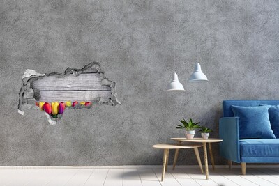 Decorazione da parete buco nel muro Fiori che spuntano da un buco nel muro