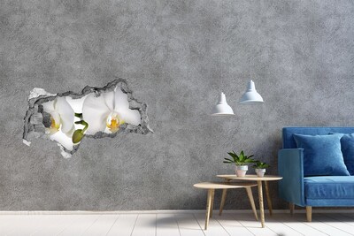 Sticker effetto rottura muro Fiori di orchidea nel cemento
