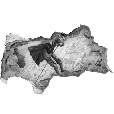 Decorazione da parete buco nel muro Sciatore invernale in stile retrò