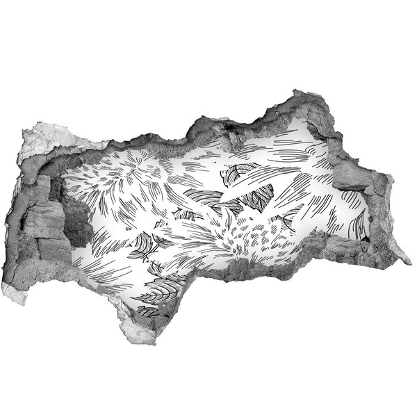 Adesivo con vista dietro il muro Motivo floreale nel buco nel muro