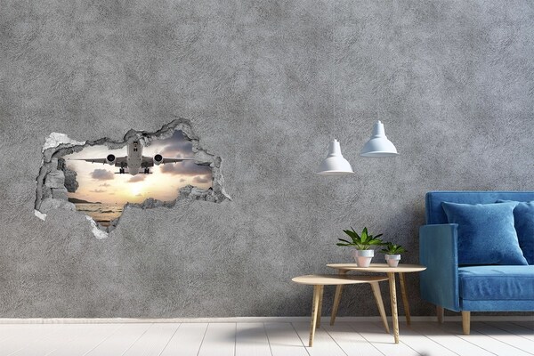 Sticker effetto rottura muro Volo verso il sole al tramonto