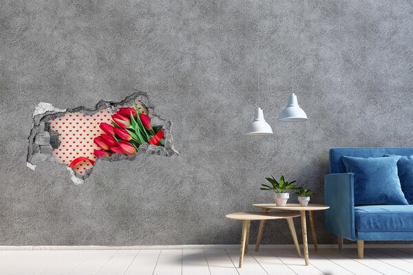 Decorazione da parete buco nel muro Tulipani a forma di cuore