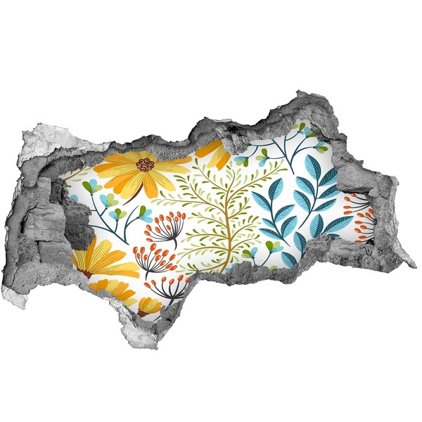 Sticker effetto rottura muro Un paradiso di fiori dietro il muro