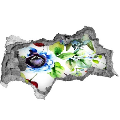 Adesivo con vista dietro il muro Un'esplosione floreale di colore