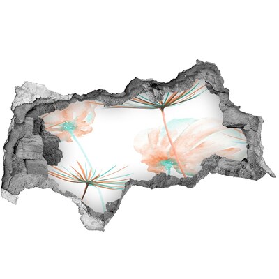 Decorazione da parete buco nel muro Paesaggio fiorito visto attraverso un buco nel muro