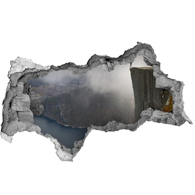 Sticker effetto rottura muro Vista dalla scogliera sopra il fiordo