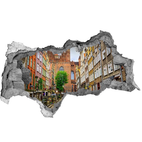 Sticker effetto rottura muro Veduta di Danzica